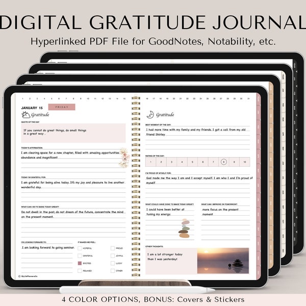 Digitales Dankbarkeits-Journal, Goodnotes Dankbarkeits-Journal, iPad Dankbarkeits-Journal, Achtsamkeits-Journal, Fünf-Minuten-Journal, Selbstfürsorge-Journal