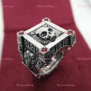 Skull Ring Vampire Open Jaw Silver Mens Skull Biker Rock N Roll Gothic Ring Skull Engagement Ring Gift For Her, Anniversary Ring Gift
