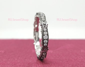 Antique Flower Art Deco Diamond Wedding Band Ring Stacking Band Two Tone Band Vintage Band Eternity Band Antique Band Anniversary Ring Gifts