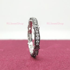 Antique Flower Art Deco Diamond Wedding Band Ring Stacking Band Two Tone Band Vintage Band Eternity Band Antique Band Anniversary Ring Gifts