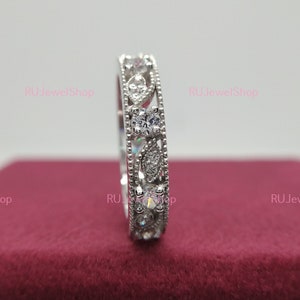 Antique Art Deco Diamond Wedding Band Ring Stacking Band 14K White Gold Band Vintage Band Eternity Band Antique Band Anniversary Band Ring