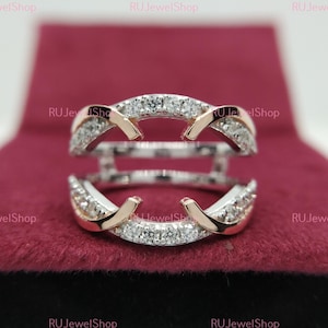 Wrap Guard Enhancer Band Enhancer Guard Ring Antieke Two Tone Wrap Jacket Ring Ronde Diamanten Ring Jubileumring Vrouwen Bruiloft Bruidsring