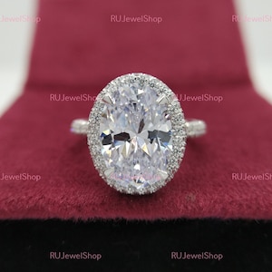 5 Ct Oval Cut Diamond Engagement Ring, Halo Ring, Oval Solitaire Ring, 12*9 mm Oval Ring Wedding Ring Anniversary Gift Rings Daily Wear Ring