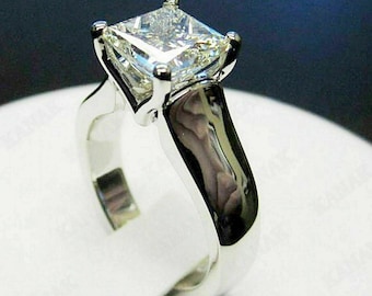 3CT Princess Cut Moissanite Ring, Princess Engagement Ring, 14K Solid White Gold Diamond Wedding Ring Women, Princess Cut Bridal Ring Gifts