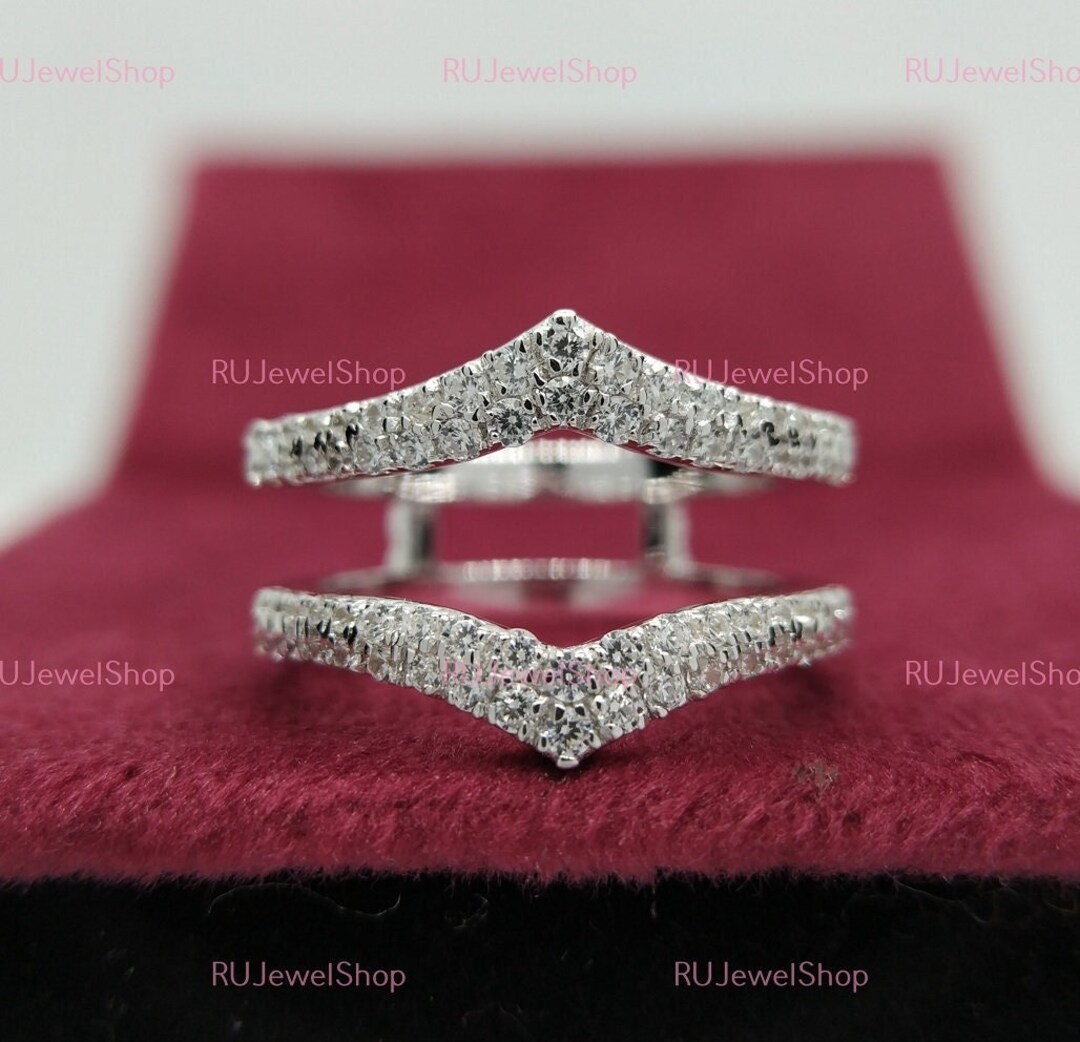 Wrapp Guard Vintage Wrap Guard Ring, Enhancer Guard Ring, Round Diamond Ring, Pave ...