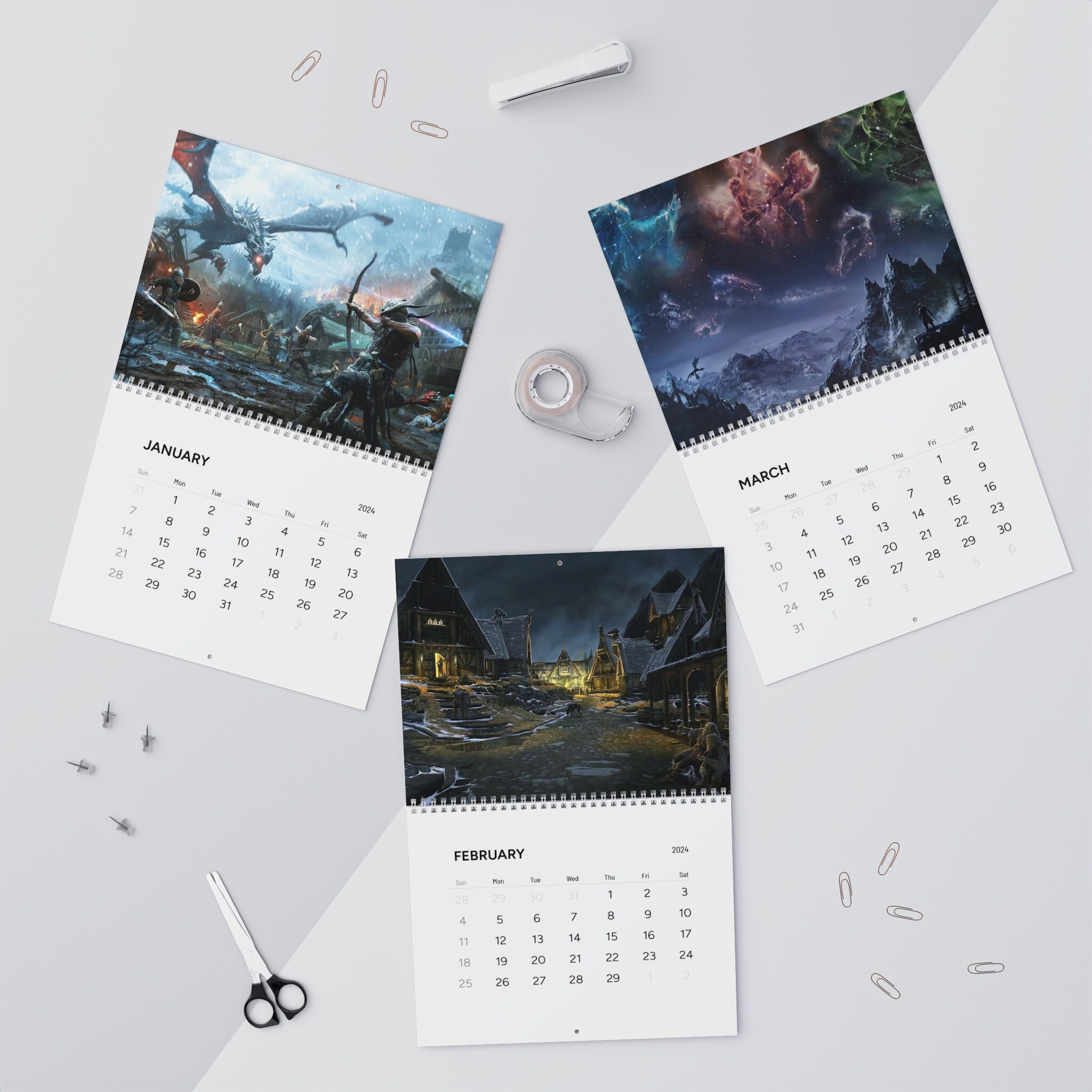 Skyrim Wall Calendar 2025 Etsy