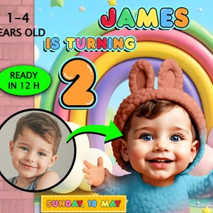 Convite de aniversário inspirado em Labubu • Personagem animado 3D personalizado a partir de foto • Arquivo digital personalizado de alta resolução • Pronto em 6 a 12 horas