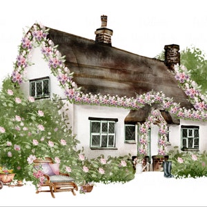 Mooie Engels Country Cottage digitaal ontwerp downloaden ~ sublimatie PNG afbeelding ~ Commerciële licentie inbegrepen