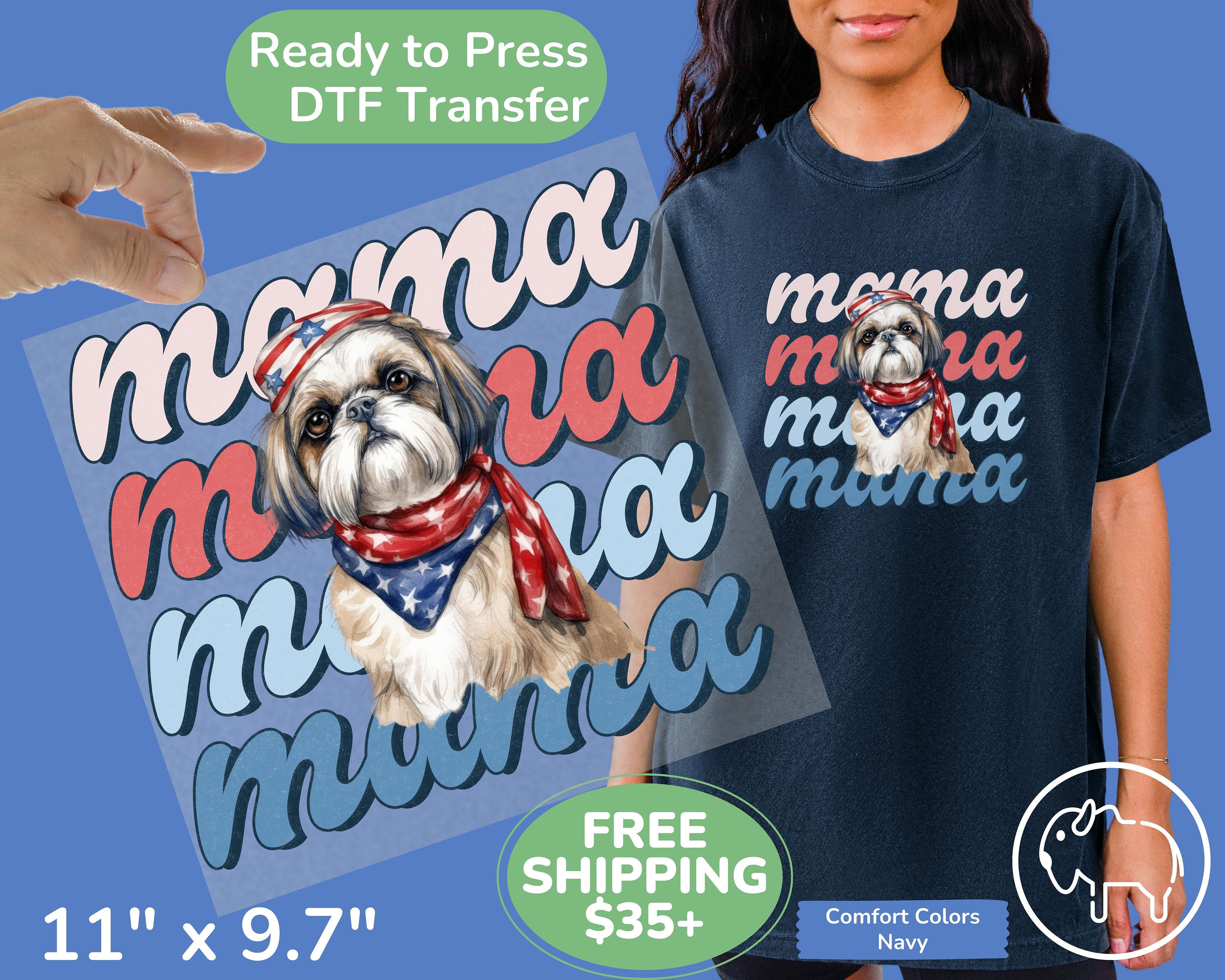 Shih Tzu Dog Mama Direct to Film Transfer, Dog Mom Ready to Press DTF ...