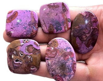 5 Pcs 278Cts. Natural Purple Sugilite Gemstone , Rock Sugilite Mix Shape Cabochon Lot Gemstone , Gemstone Jewelry Making , Crystal Gemstone