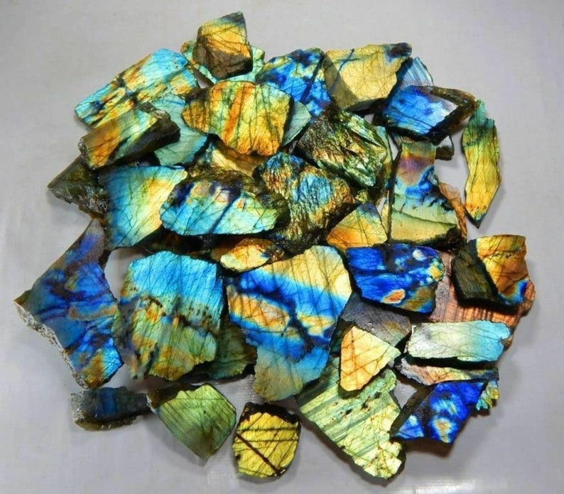 Top Quality Natural Raw LABRADORITE Rough, Multi Flashy Crystal Labradorite, Healing Crystals, Untreated Specimen Slices Rough, Raw Gemstone image 1