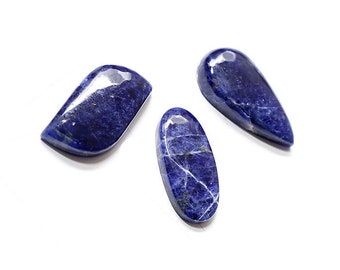 3 Pcs 29Cts. Sodalite Gemstone, Natural Blue Sodalite Gemstone Cabochon, Loose Designer Cabochon For Jewelry Making Supply, Christmas Gift