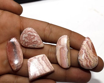 5 Pcs 190Cts. Designer Natural Rhodochrosite Cabochon, Rhodochrosite Crystal Polished, Wholesale Rhodochrosite Cabochon , Stone For Jewelry