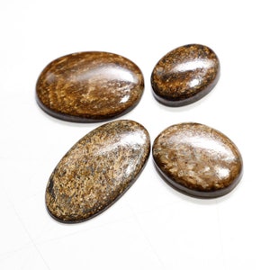 4 Pcs 113Cts. Natural Bronzite Cabochon, Bronzite Gemstone Wholesale Lot By Weight With Different Shapes And Sizes Used For Jewelry Making image 2