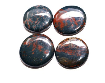 4 Pcs 216Cts. Natural Blood Stone Gemstone, Healing Blood Stone Jasper Cabochon, Loose Blood Stone For Jewelry Making Supply, Gift For Her