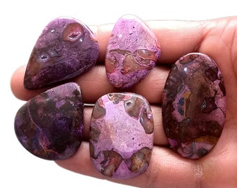 5 Pcs 252Cts. Genuine Rock Sugilite Mix Shape Cabochon Gemstone ,Natural Purple Sugilite Lots , Finding Jewelry Making , Crystal Cabochon