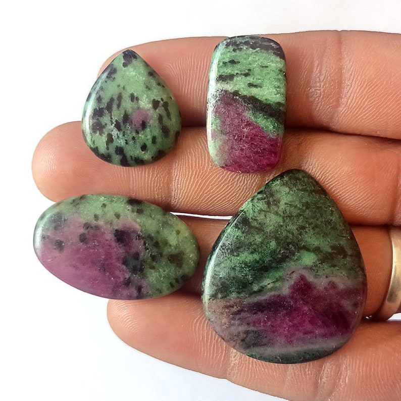 149Cts. 4 Pcs Ruby Zoisite Cabochon , Ruby in Zoisite , Ruby Zoisite Jewelry ,Ruby Zoisite Jewelry ,Ruby Zoisite Gemstone for Making Jewelry image 1