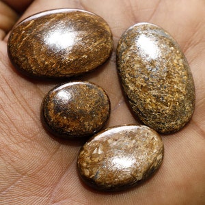 4 Pcs 113Cts. Natural Bronzite Cabochon, Bronzite Gemstone Wholesale Lot By Weight With Different Shapes And Sizes Used For Jewelry Making image 3
