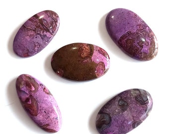 5 Pcs 166Cts. Natural Purple Sugilite Gemstone , Rock Sugilite Oval Shape Cabochon Lot Gemstone , Gemstone Jewelry Making , Crystal Gemstone