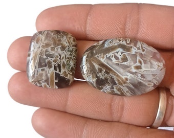 2Pcs 78Cts. Turkish Stick Agate Gemstone, Natural Stick Agate Cabochon, Loose Designer Agate Stone For Jewelry Making Supply, Christmas Gift