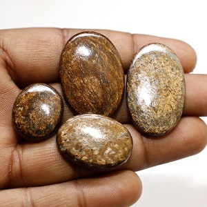 4 Pcs 113Cts. Natural Bronzite Cabochon, Bronzite Gemstone Wholesale Lot By Weight With Different Shapes And Sizes Used For Jewelry Making image 1