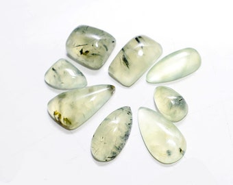 8 Pcs 99Cts. Prehnite Gemstone , Natural Top Quality Smooth Cabochon Gemstone , Prehnite Wholesale Lot Mix Shape Size , Prehnite Gemstone