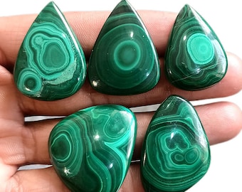 5 Pcs 336Cts.  Natural Malachite Mix Gemstone , Malachite Cabochon, Malachite Loose Gemstone, Wholesale Semi Precious Malachite for jewelry