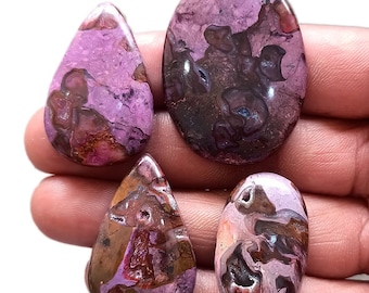 4 Pcs 183Cts. Genuine Rock Sugilite Mix Shape Cabochon Gemstone ,Natural Purple Sugilite Lots , Finding Jewelry Making , Crystal Cabochon