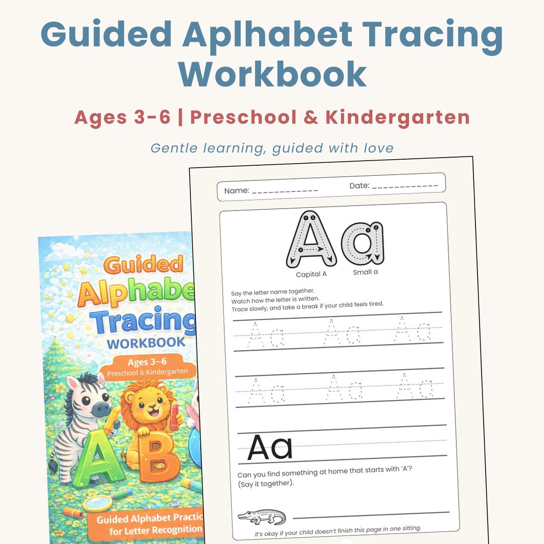 Guided Alphabet Tracing Workbook for Kids | Gentle Letter Practice A–Z ...