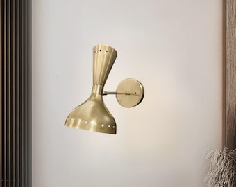 Raw Brass Wall Sconce - Italian Brass Light - Sputnik Wall Light - Wall Lamp - Mid Century Light For Bedroom, Living Room, Kitchen, Office