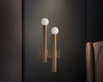 Brass Wall lighting - Italian Wall Sconce Light - Modern Wall sconce - Modern Vanity Light - 2 Light Vanity Fixture - Bedroom Wall Sconce