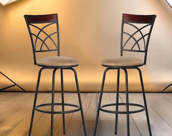 Juego de 2 taburetes de bar: sillas de bar con patas ajustables, sillas de comedor de altura de mostrador para exteriores y patios, sillas de isla de cocina