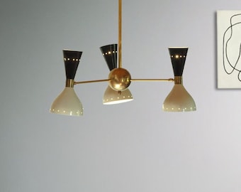 Pendant Light for Kitchen Island, Mid Century Brass Chandelier, 3 Light Sputnik Ceiling Fixture, Contemporary light for Bedroom, Living Room