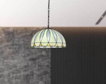 Tiffany Style Ceiling Light, Flush Mount Fixture, Pendant Light for Kitchen Island, Stained Glass Lamp, Chandelier for Bedroom,Living Room