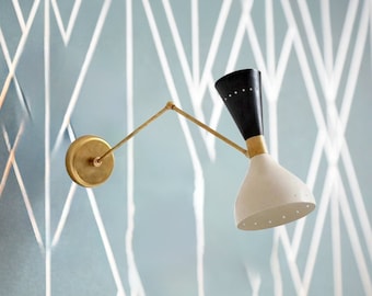 Brass Wall Sconce - Italian Wall Sconce Light - Modern Wall sconce - Modern Vanity Light - 2 Light Vanity Fixture - Bedroom Wall Sconce