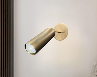 Raw Brass Wall Fixture, Focus Lamp, Antique Wall Light, Mid Century Sconce, Hardwired Fixture For Bedroom, Living Room, Kitchen, Office