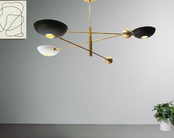 Mid Century Modern Chandelier, Industrial Pendant Light, 3 Light Sputnik Fixture, Contemporary Lighting, Chandelier For Bedroom, Living Room
