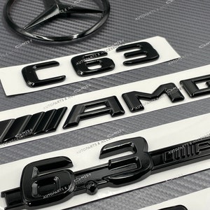 Autocollant noir brillant avec logo C63 6.3 AMG Star Emblem PACKAGE pour Mercedes Benz W204