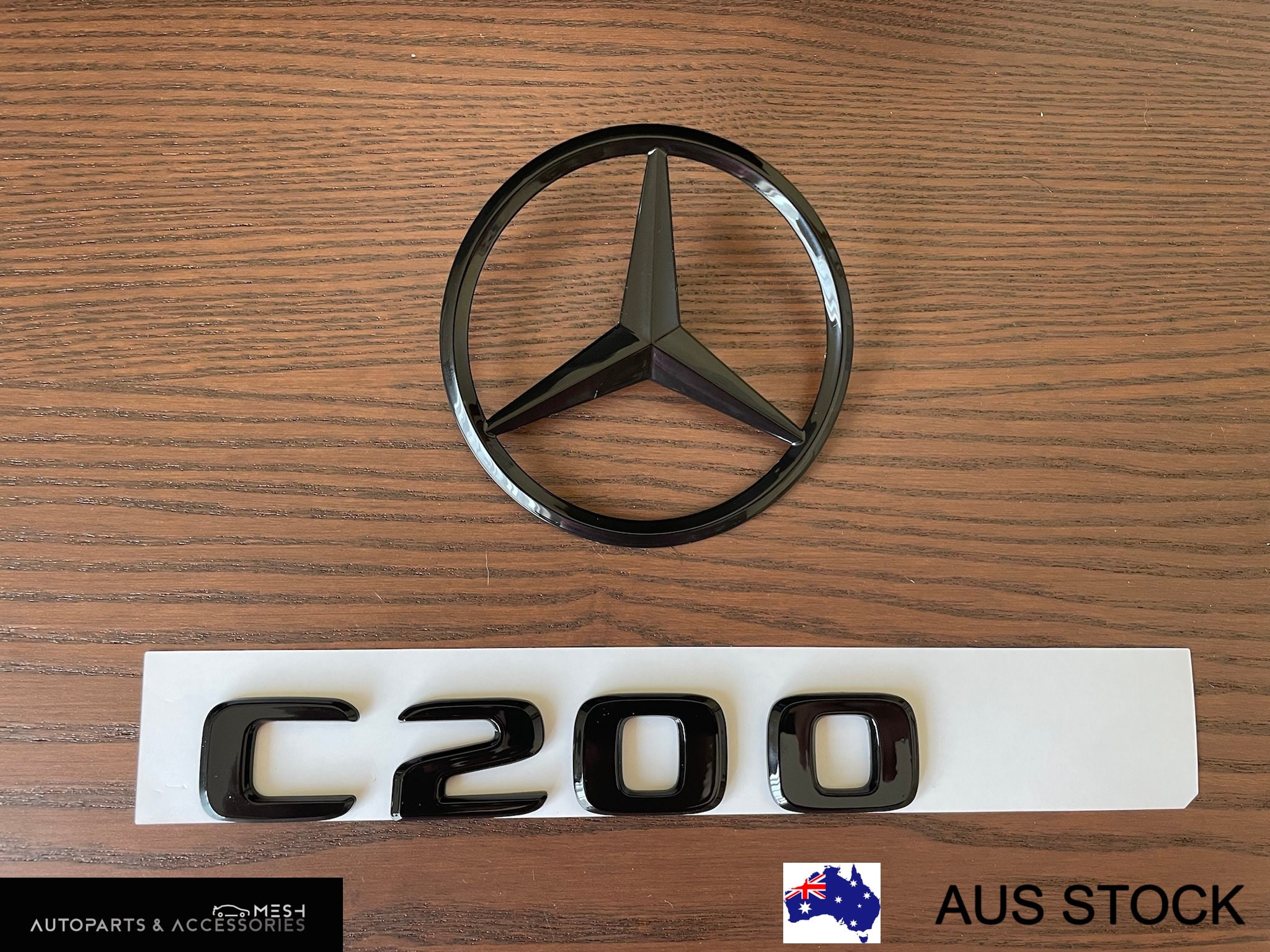Gloss Black C200 Star rear boot logo emblem badge For Mercedes Benz Sedan Wagon W204 C204 W205 S205 W206