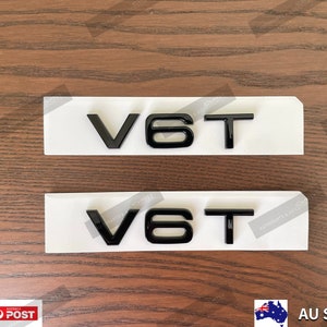 Gloss Black V6T Side Badge Emblem Sticker x2 For Audi S4 S5 SQ5 SQ7 RS4 RS5 A5