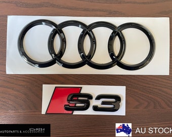Gloss Black S3 Rear Set Boot Trunk Emblem Badge For Audi A3 RS3