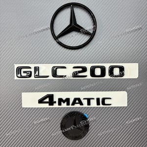 Gloss Black GLC200 4Matic Emblem Badge Trunk sticker For Mercedes Benz X253 Adhesive