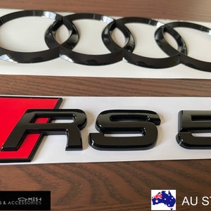 AUDI A5 8T Ringe Emblem Schwarz Glänzend Hinten Für Heckklappe Coupé K-ELECTRONI - Foto 10