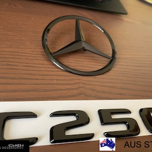 Gloss Black C250 Star rear boot logo emblem badge For Mercedes Benz Sedan Wagon W204 C204 W205 S205 W206
