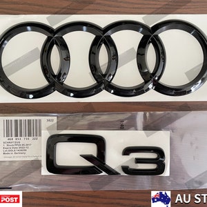 Emblema adhesivo para el maletero trasero del Audi Q3, color negro brillante, anillo Audi