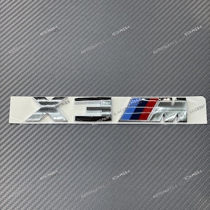Silver Chrome BMW X3M Emblem Badge | Rear Boot Trunk Replacement | Black X3M Rear Badge