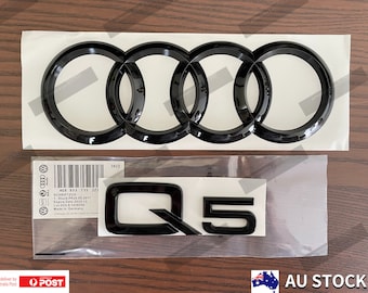 Gloss Black Badge Set For Audi Q5 2021+ | Grille, Boot, Fender Emblems + 2x S-LINE