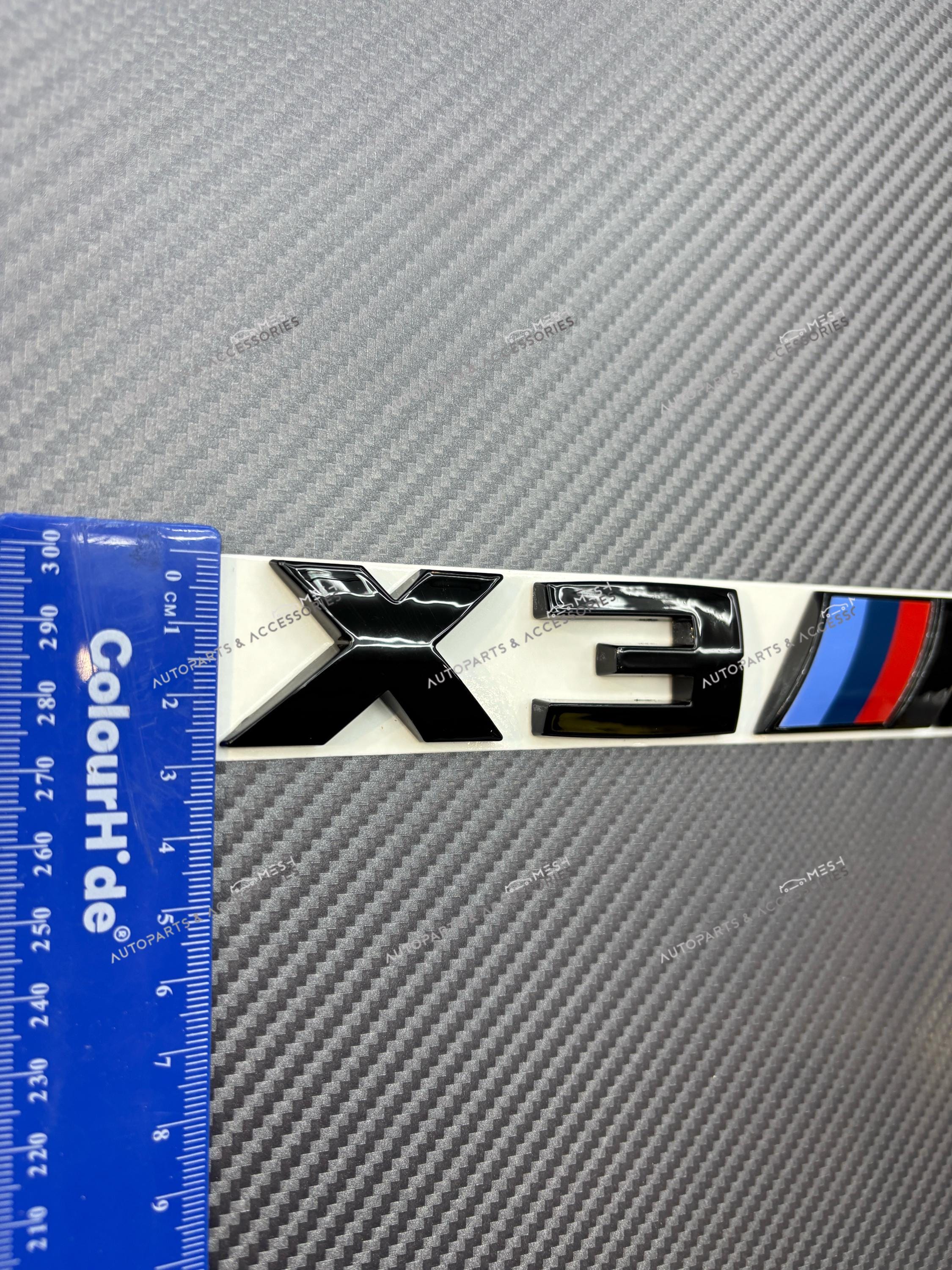 Emblema Posteriore BMW X3 Nero Lucido - Adesivo Tuning Per Bagagliaio, Stesso Dimensioni Originale