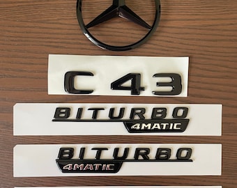 Gloss Black C43 AMG Trunk Tailgate Decal Emblem Badge Sticker For Mercedes Benz  Sedan Coupe Wagon W205 C205 S205