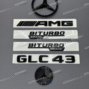Gloss Black GLC43 Emblem Badge Trunk sticker For Mercedes Benz X253 Adhesive